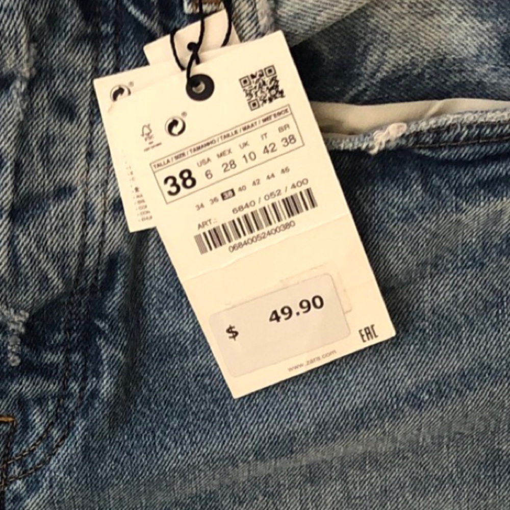 NEW Straight ZARA High Rise Light Wash Denim Women's Sz 6 Coastal Cowgirl Jeans - Picture 16 of 16